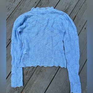 Mango light blue wool blend turtleneck sweater XS